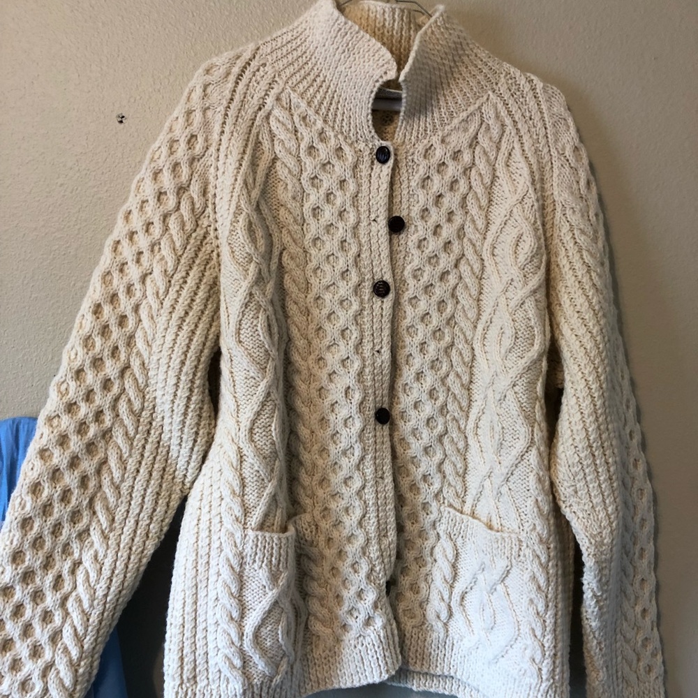 Ladies Aran Boyfriend Cardigan